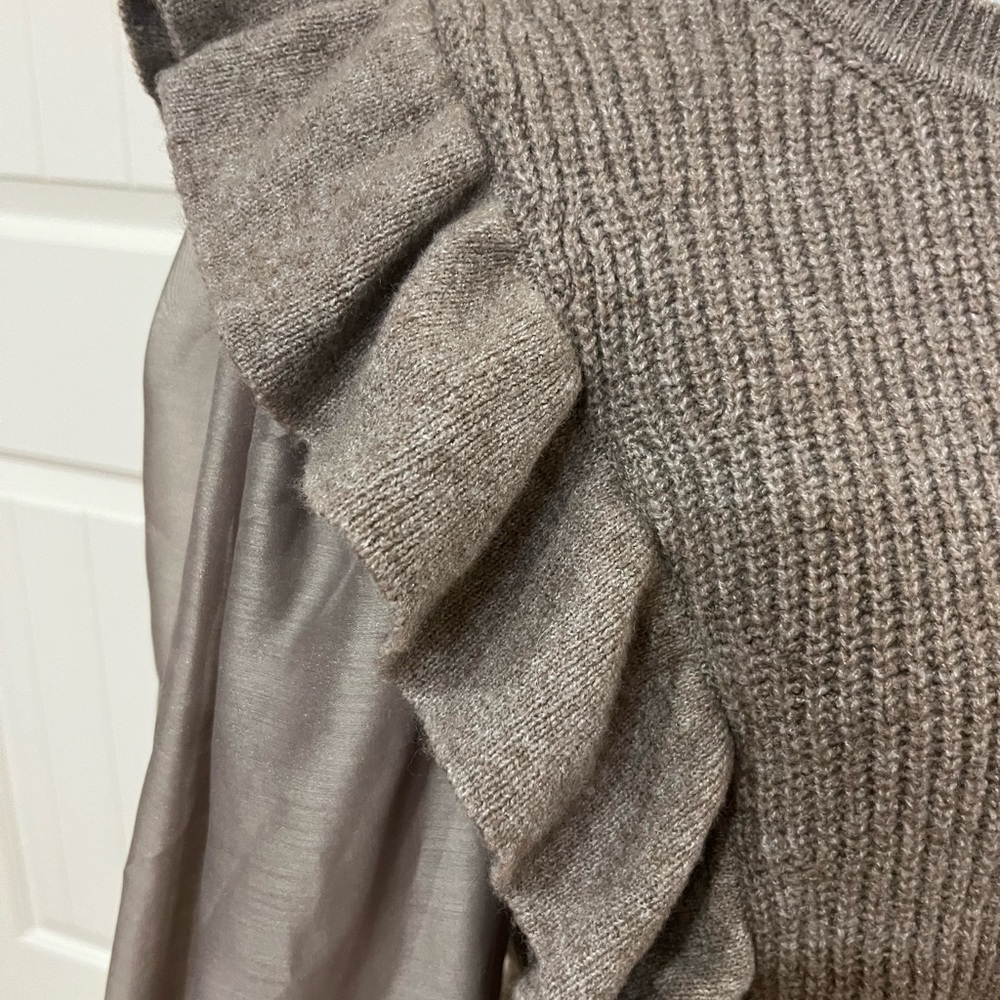 Brown Ruffle Sleeve Sweater - Picture 2 of 4